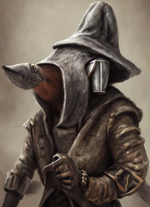 Image similar to detailed full body concept art illustration, dark soft focus, plague style oil painting on canvas of an anthropomorphic capybara cowboy plague doctor in full intricate clothing, biomutant, dystopian, micro detail, octane render, 4K