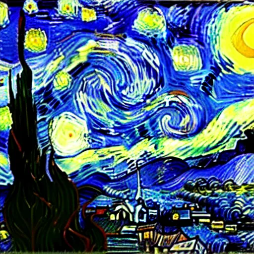 Image similar to starry night by van gogh in a bottle, by van gogh