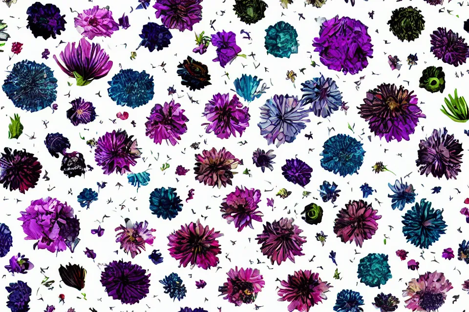 Image similar to a bouquet of alien flowers on a white background