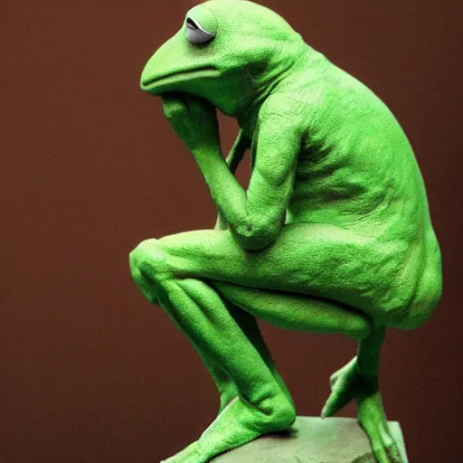 Image similar to The Thinker Kermit the frog by Auguste Rodin