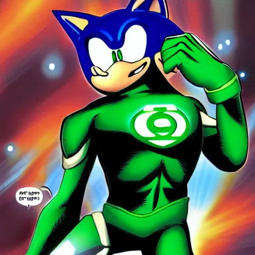 Prompt: sonic as the green lantern