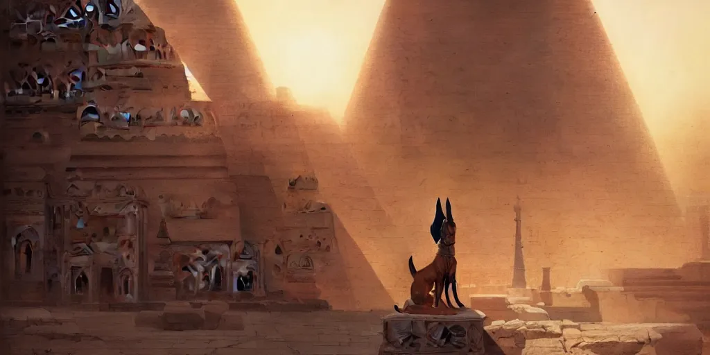 Prompt: anubis in egypt temple, sharp focus, wide shot, trending on artstation, masterpiece by greg rutkowski by ross tran by fenghua zho