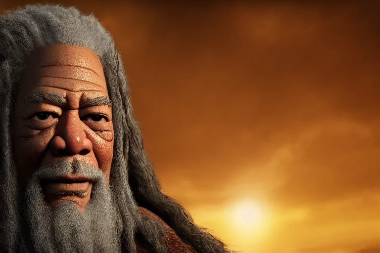 Prompt: morgan freeman starring as gimli in lord of the rings, full body, still from a pixar movie, high quality 3 d render, movie, pixar, renderman, 4 k, artstation