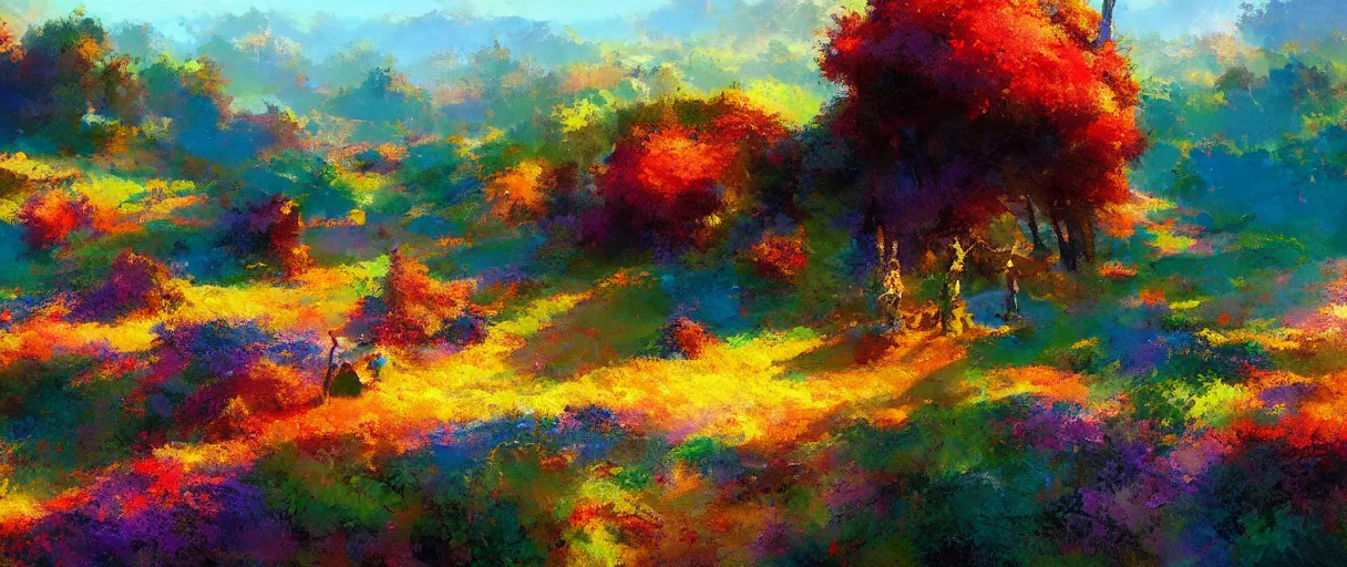 Image similar to A colorful landscape photo by Craig Mullins