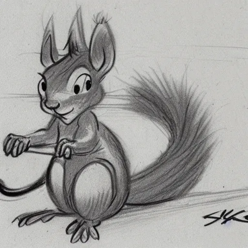 Image similar to milt kahl sketch of a squirrel