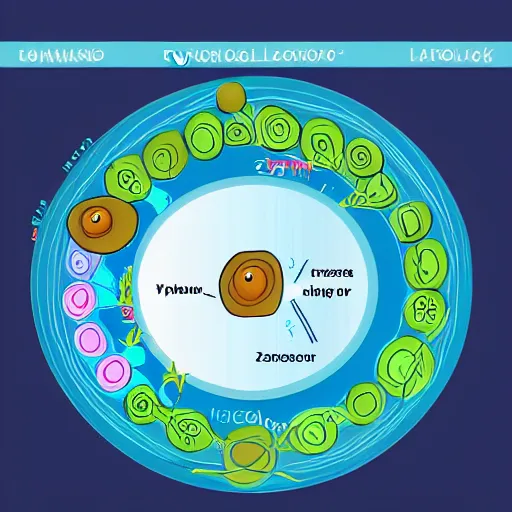 Prompt: diagram of eukaryotic cell with labels