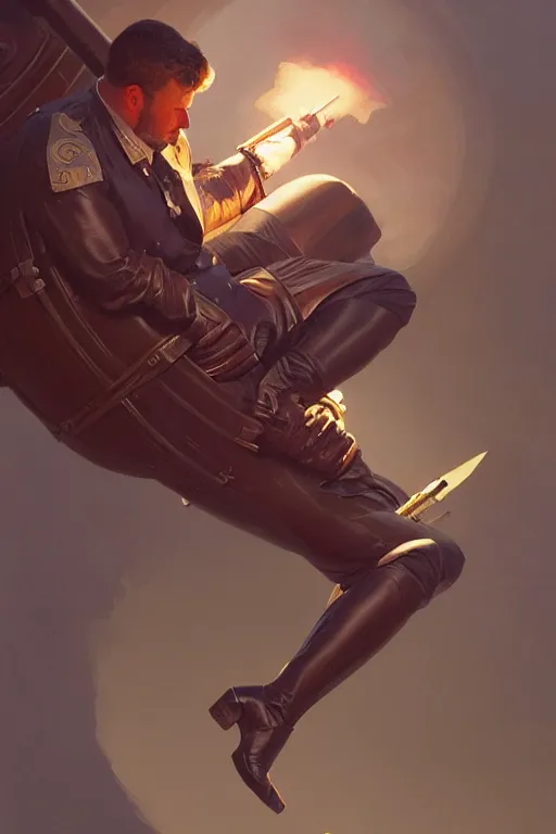 Image similar to man as a human cannonball in the artillery cannon, realistic painting, symmetrical, highly detailed, digital painting, artstation, concept art, smooth, sharp focus, illustration, cinematic lighting, art by artgerm and greg rutkowski and alphonse mucha