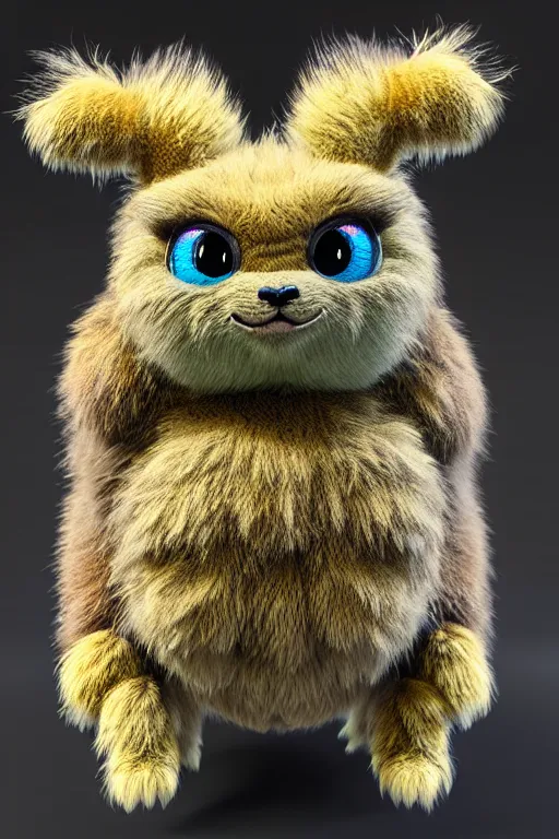 Image similar to high quality 3 d render hyperrealist very cute multicolor dotted fluffy! tarantula cat hybrid highly detailed, vray smooth, in the style of detective pikachu, hannah yata charlie immer, dramatic blue light, low angle, uhd 8 k, sharp focus