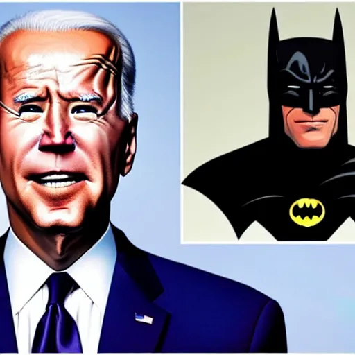 Prompt: joe biden awards batman with the presidential medal of freedom