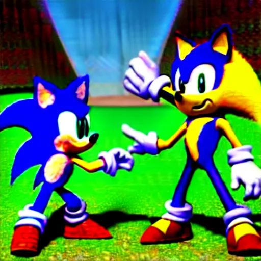 Prompt: Hololive's Unigami Korone meeting Sonic the Hedgehog, HDR, 3D, 4k, 8k