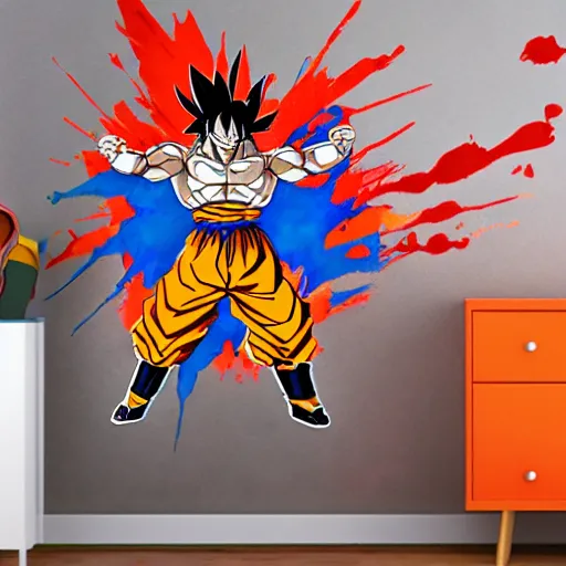 Image similar to die cut sticker, goku, gatling attack by luffy, splatter paint