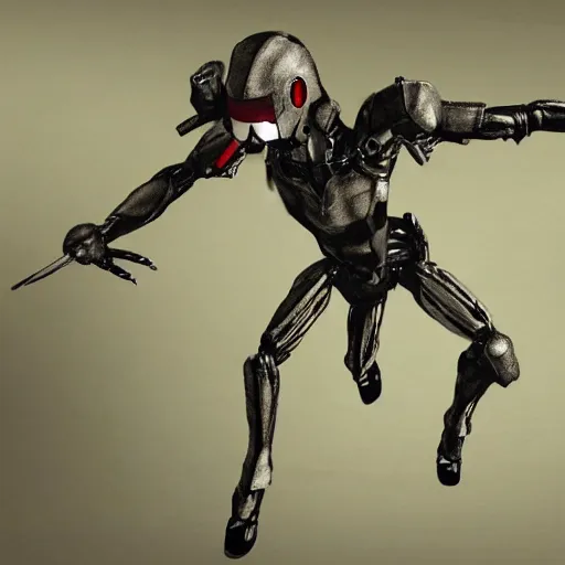 Image similar to A humanoid mosquito, reminiscent of a winged medieval knight. Metal gear solid style.