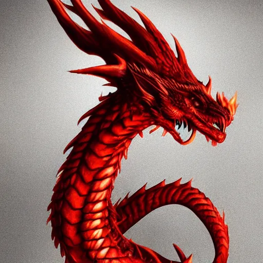 Image similar to Majestic Red dragon, fire, realistic, skin, detailed, trending on artstation,