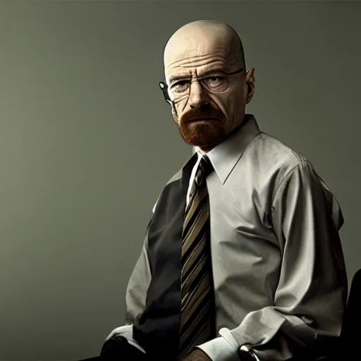 Image similar to walter white with no beard, wearing an oxygen mask, sitting in a wheelchair in a courtroom. photography by annie liebowitz