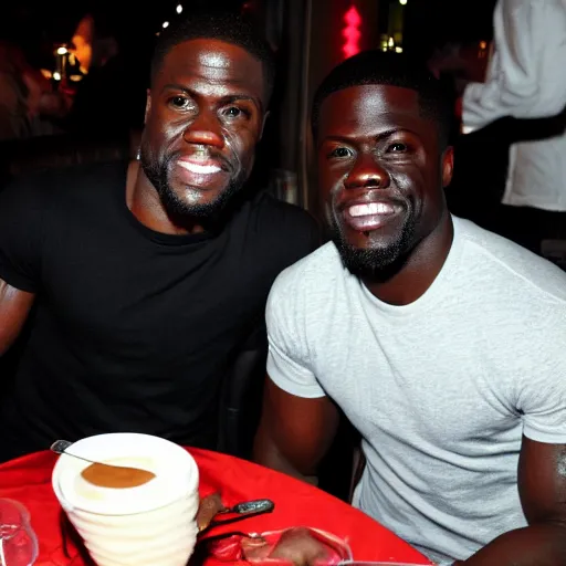 Prompt: kevin hart has dinner with kevin hart and kevin hart