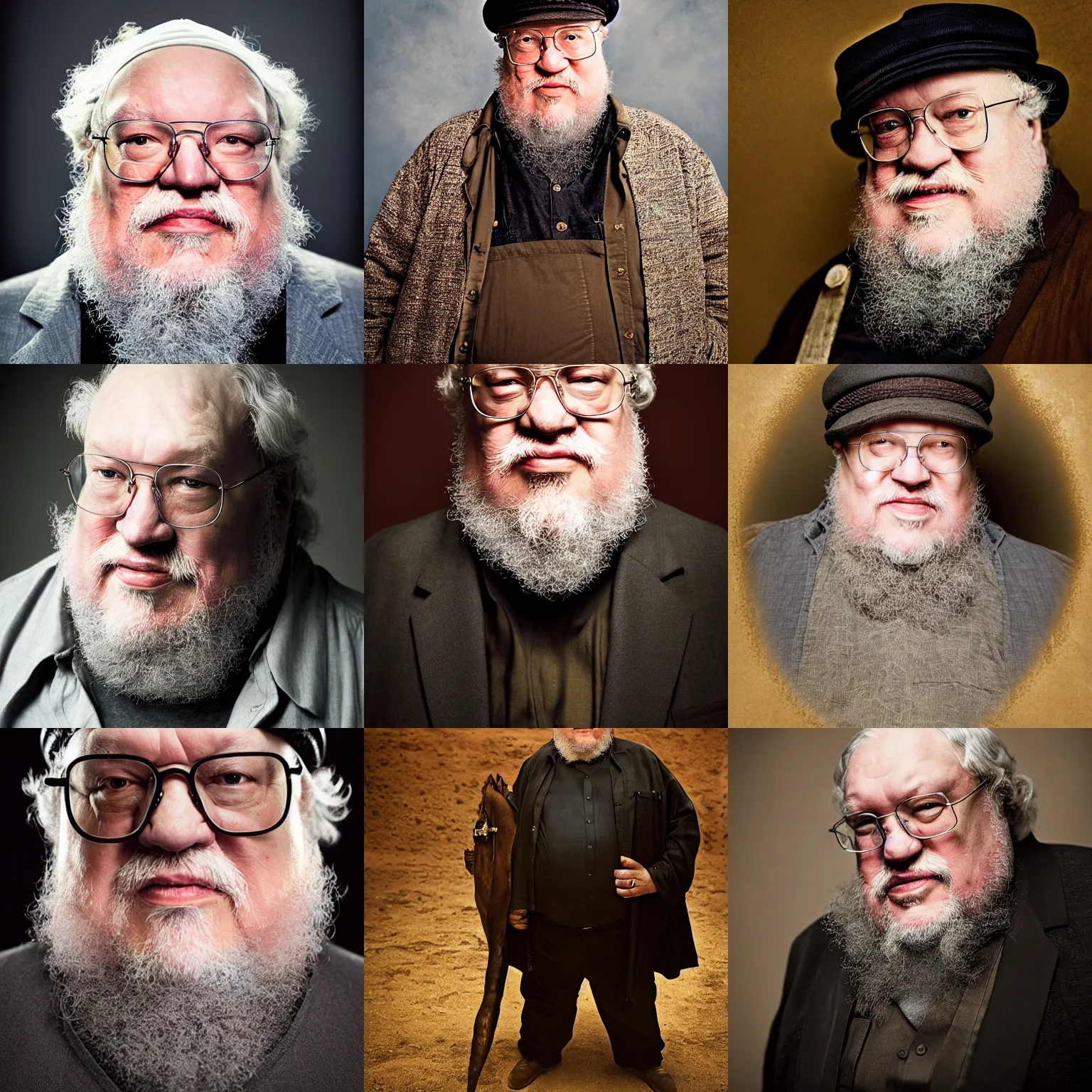 Prompt: portrait of george r. r. martin by jimmy nelson