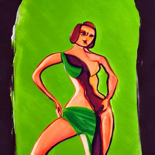 Prompt: full body portrait of green m & m posing seductively, elegant, smooth, sharp focus, hyper detailed