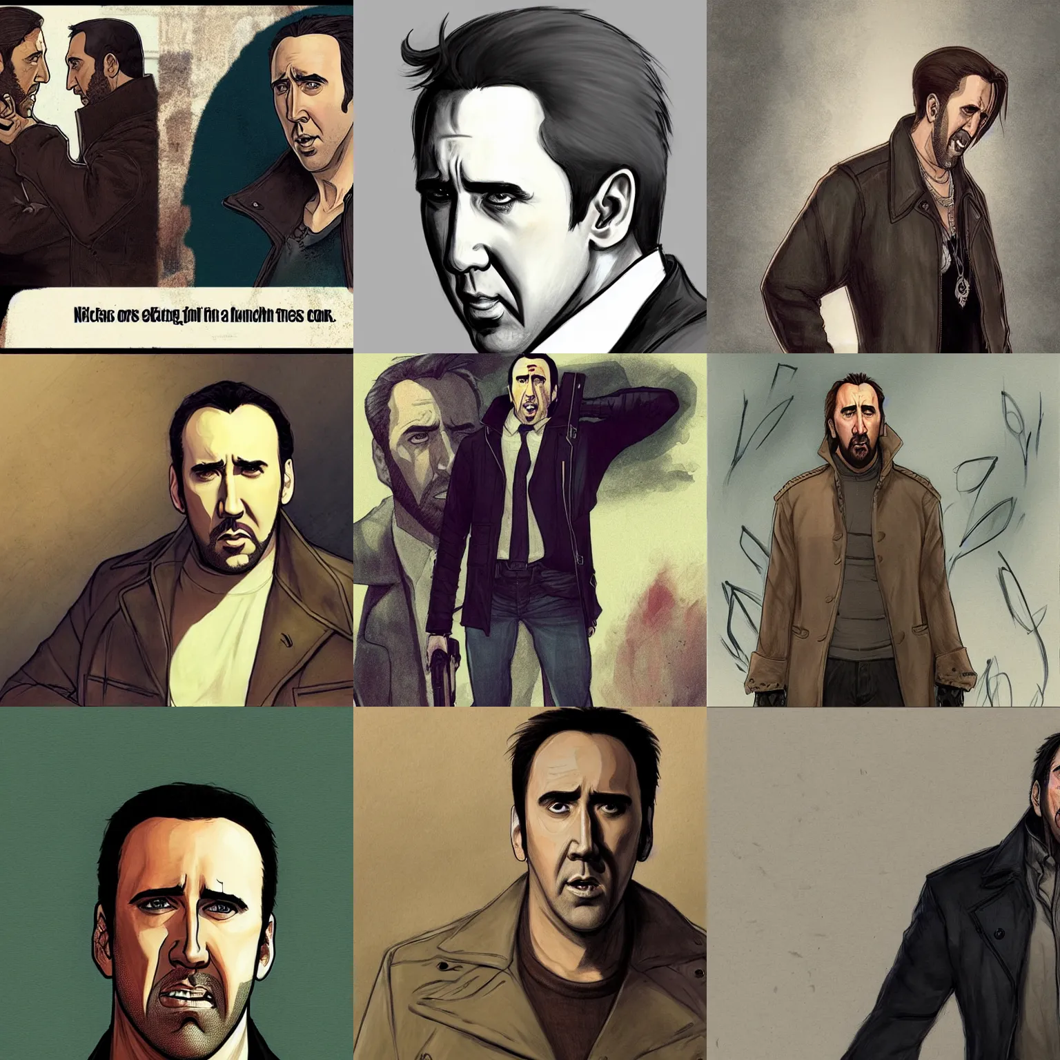 Prompt: Nicolas Cage GTA loading screen by Abigail Larson