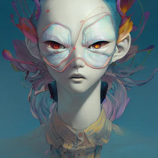 Image similar to prompt : wierd character portrait soft light painted by james jean and katsuhiro otomo and erik jones, inspired by evangeleon anime, smooth face feature, intricate oil painting, high detail illustration, sharp high detail, manga and anime 1 9 9 9