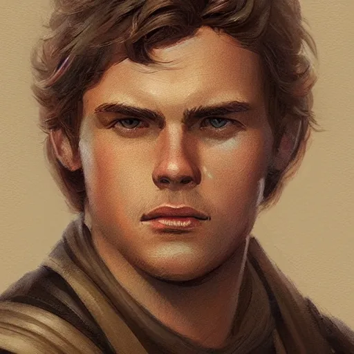 Image similar to portrait of a man by Greg Rutkowski, Ben Skywalker from the Star Wars Expanded Universe, highly detailed portrait, digital painting, artstation, concept art, smooth, sharp foccus ilustration, Artstation HQ