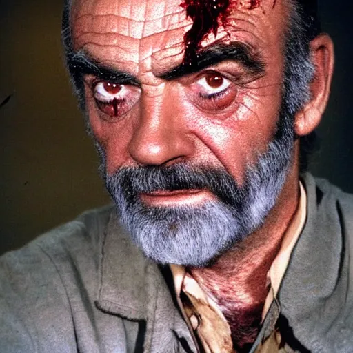 Prompt: a craigslist ad photo of sean connery as a zombie with glossy eyes and he's tired