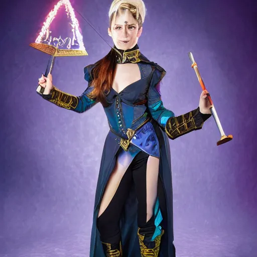 Image similar to full body photo of a female magician warrior