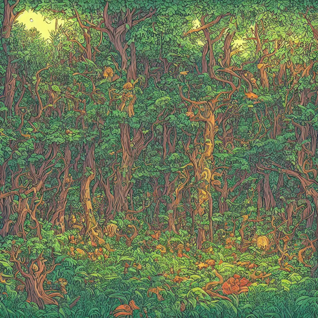 Image similar to Fairy forest by Dan Mumford
