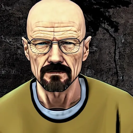 Prompt: Walter white on the cover of gta San Andreas