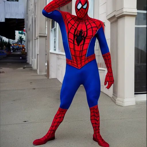 Prompt: jerma 9 8 5 wearing spiderman's costume