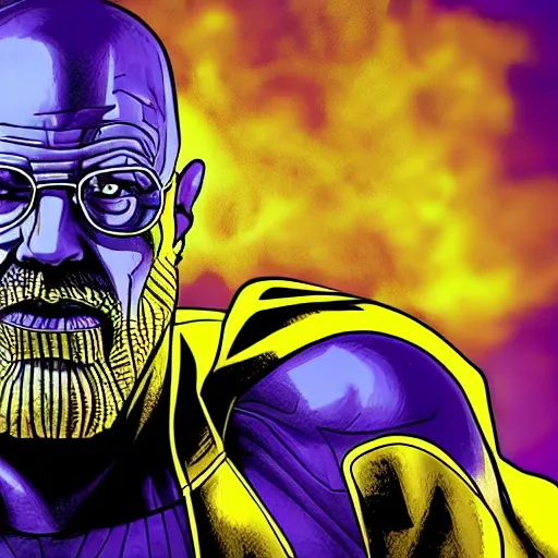 Prompt: Thanos as Heisenberg. Breaking Bad. Youtube thumbnail