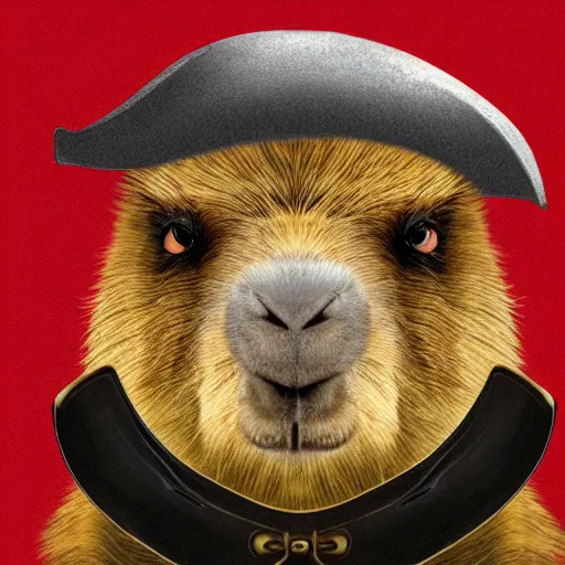 Prompt: a capybara wearing a pirate hat and eyepatch