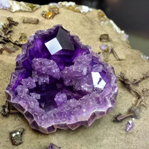 Image similar to dragon skeleton in an amethyst geode (((in an amethyst geode)))