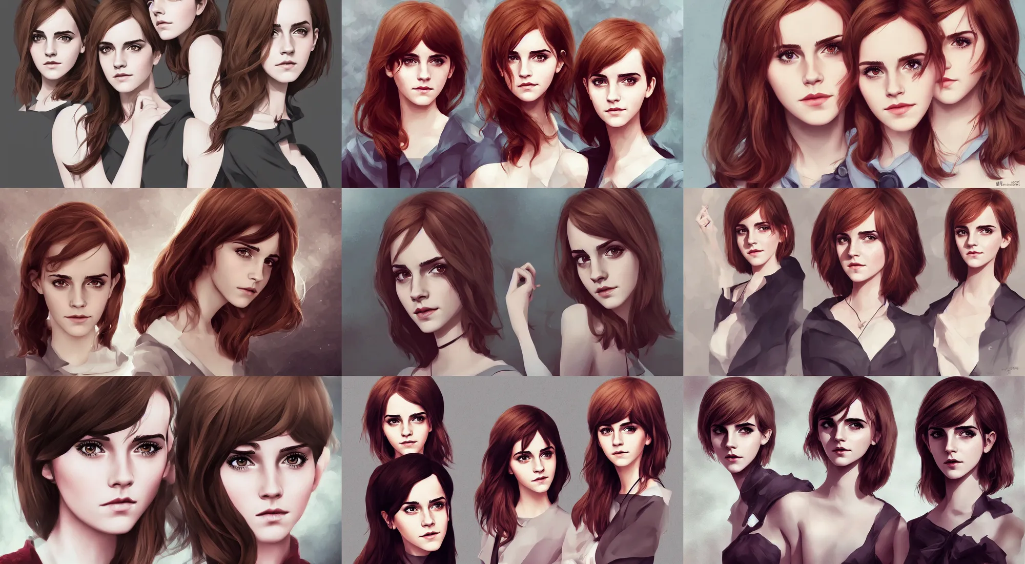 Prompt: mix of emma watson and christina hendricks, ilya kuvshinov, rossdraw