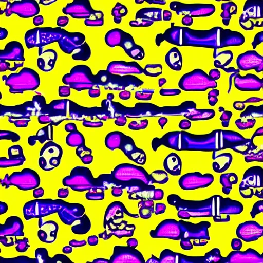 Prompt: yellow submarine mondo art, high quality, striking, psychedelic