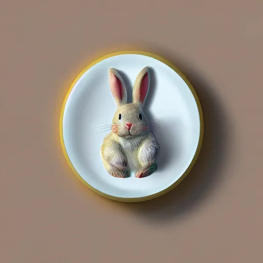 Prompt: a bunny rabbit made out of swiss cheese, digital art