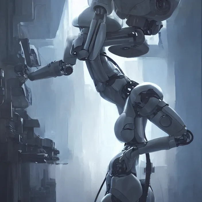 Image similar to dominatrix robot, science fiction, extremely detailed, sharp focus, pastel colors, intricate, realistic, smooth, volumetric lighting, digital painting, by greg rutkowski