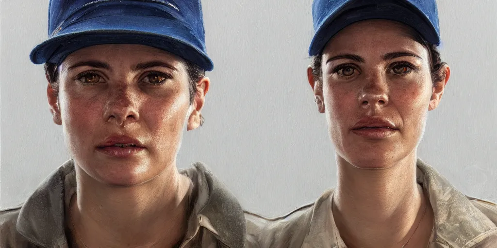 Image similar to highly detailed portrait painting of truck driver and angelina joile, perfect symmetrical eyes, by eddie mendoza and tyler edlin, 8 k resolution