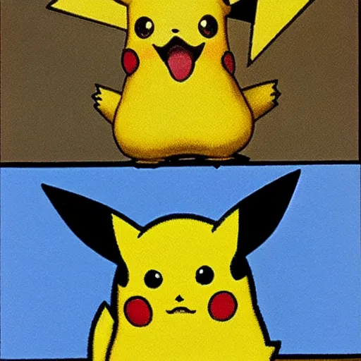 Image similar to pikachu, painted by rene magritte