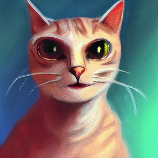 Prompt: concept art portrait painting of cat wearing dress in the style of pixar, disney, perfect lighting, rembrandt