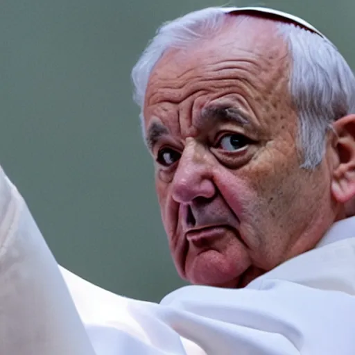 Image similar to closeup of bill murray as the pope