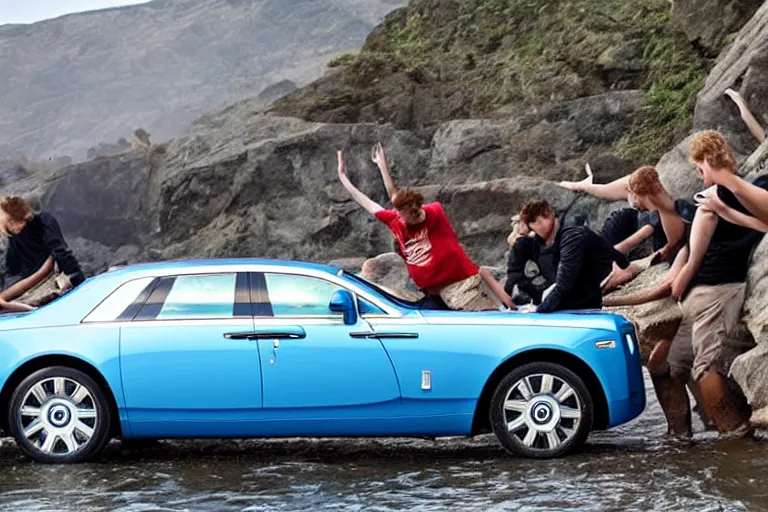 Image similar to stoned teenagers decided to drown Rolls-Royce