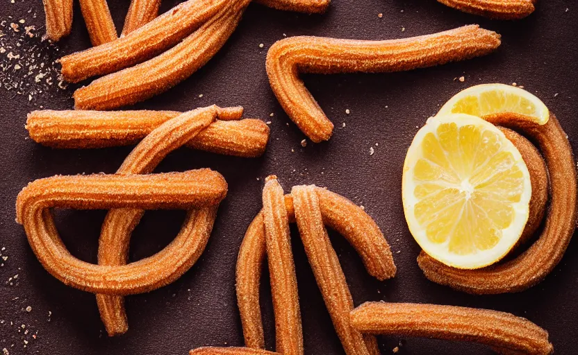 Prompt: a delicious churro, in the desert, food product photography, behance