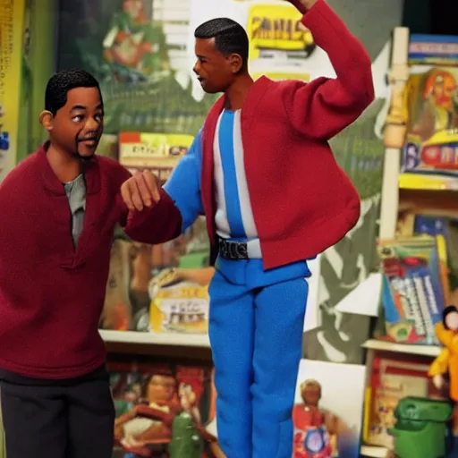 Image similar to will smith slapping chris rock, boxed action figure playset