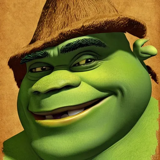 Image similar to Extremely detailed portrait of Shrek, by Miguel Vasquez