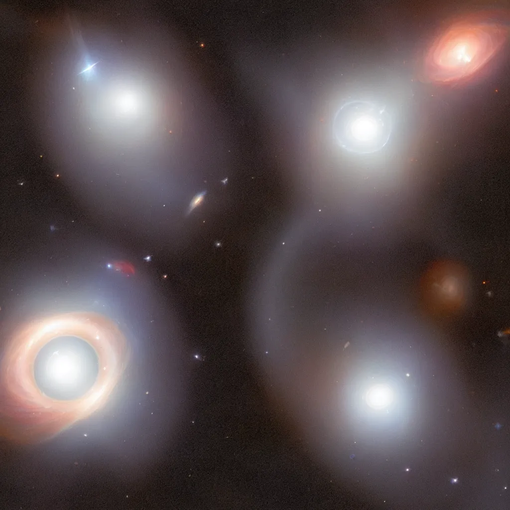Prompt: a black hole, gravitational lens, Hubble photograph