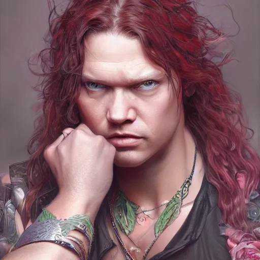 Prompt: axel rose portrait, intricate, highly detailed, digital painting, artstation, concept art, smooth, sharp focus, illustration, unreal engine 5, 8 k, art by artgerm and greg rutkowski and alphonse mucha