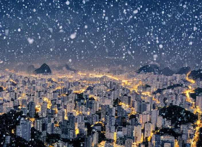 Image similar to city of rio de janeiro snowing, photography award photo, 4 k