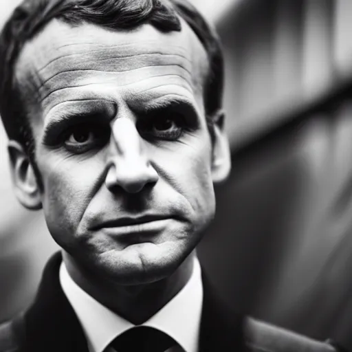 Image similar to big nose Emmanuel Macron, 50mm photography, high quality, 4K