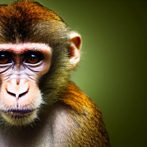 Image similar to high quality portrait of a monkey, studio photograph, photograph, realistic photo, 8k photo, 4k photo, stock photo, high resolution, cinematic shot, high detail