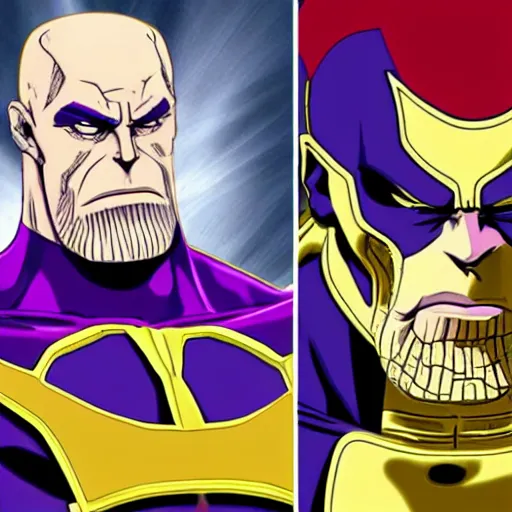 Image similar to thanos has putin face, jojo's bizarre adventure style, very anime style